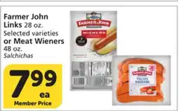 Vons Farmer John Links 28 oz. or Meat Wieners 48 oz offer