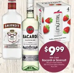 Ralphs Bacardi or Smirnoff offer