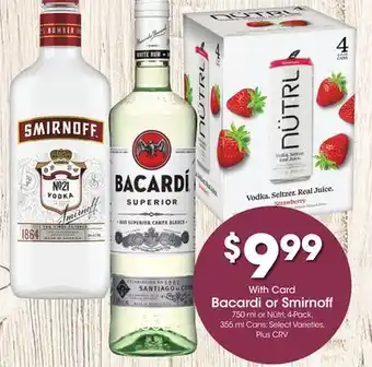 Ralphs Bacardi or Smirnoff offer