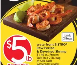 Albertsons waterfront BISTRO Raw Peeled & Deveined Shrimp offer