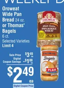 Smart & Final Oroweat Wide Pan Bread 24 oz. or Thomas' Bagels 6 ct offer