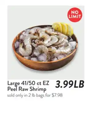 Fresh Thyme Large 41/50 ct EZ Peel Raw Shrimp offer