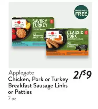 Fresh Thyme Chicken, Pork or Turkey Breakfast Sausage Links or Patties offer