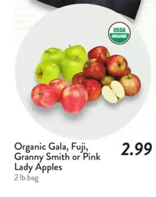 Fresh Thyme Organic Gala, Fuji, Granny Smith or Pink Lady Apples offer