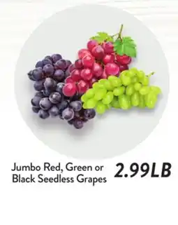 Fresh Thyme Jumbo Red, Green or Black Seedless Grapes offer