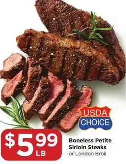 Food 4 Less Boneless Petite Sirloin Steaks offer