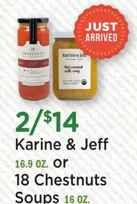 Heinen's Karine & Jeff 16.9 OZ. or 18 Chestnuts Soups 16 OZ offer