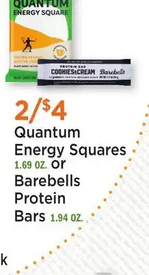 Heinen's Quantum Energy Squares 1.69 OZ. or Barebells Protein Bars 1.94 OZ offer