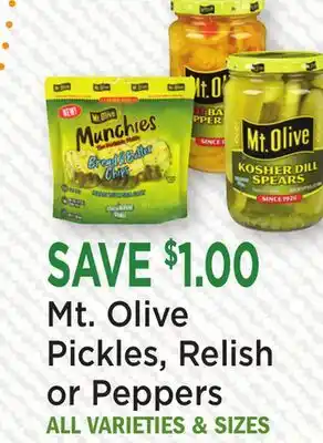 Heinen's Mt. Olive Pickles, Relish or Peppers offer