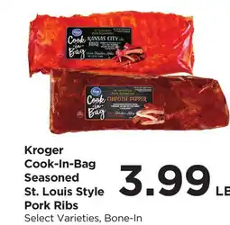 Food 4 Less Kroger Cook-In-Bag Seasoned St. Louis Style Pork Ribs offer