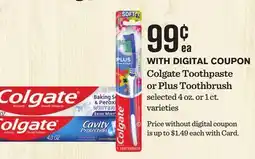 Mariano's Colgate Toothpaste or Plus Toothbrush offer