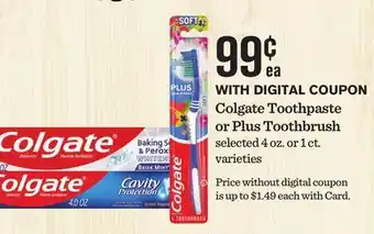 Mariano's Colgate Toothpaste or Plus Toothbrush offer