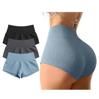 Walmart OQQ Women 3 Piece Yoga Shorts Sexy High Waist Booty Stretch Workout Exercise Hot Shorts offer