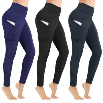 Walmart Atercel Women's Yoga Pants Tummy Tuck High Waist Running Leggings with Pockets 3 Packs offer