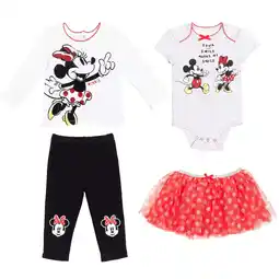 Walmart Disney Minnie Mouse Bodysuit T-Shirt Mesh Skirt and Leggings 4 Piece Layette Set Newborn to Infant offer