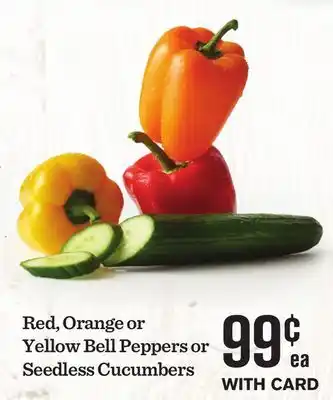 Mariano's Red, Orange or Yellow Bell Peppers or Seedless Cucumbers offer