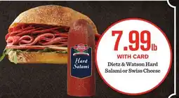 Mariano's Dietz & Watson Hard Salami or Swiss Cheese offer