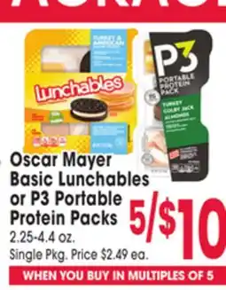 Jewel-Osco Oscar Mayer Basic Lunchables or P3 Portable Protein Packs offer