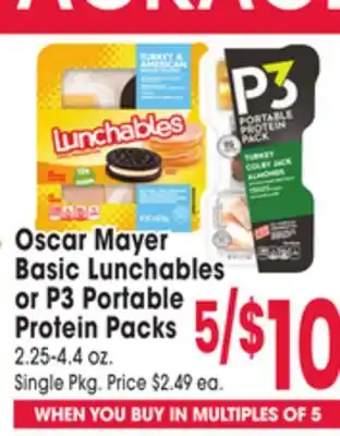 Jewel-Osco Oscar Mayer Basic Lunchables or P3 Portable Protein Packs offer