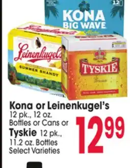 Jewel-Osco Kona or Leinenkugel's 12 pk., 12 oz. Bottles or Cans or Tyskie 12 pk., 11.2 oz. Bottles offer