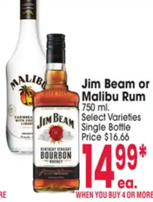 Jewel-Osco Jim Beam or Malibu Rum offer