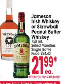 Jewel-Osco Jameson Irish Whiskey or Skrewball Peanut Butter Whiskey offer