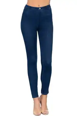 Walmart Moa Collection Women's Waist Band with Tack Button Knit Denim Full Length Jeggings offer