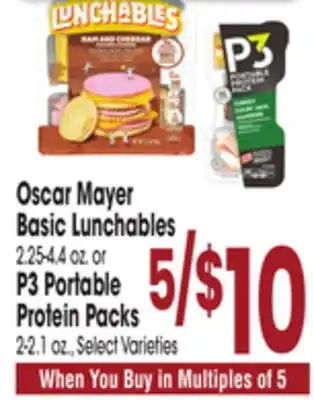 Jewel-Osco Oscar Mayer Basic Lunchables 2.25-4.4 oz. or P3 Portable Protein Packs 2-2.1 oz offer