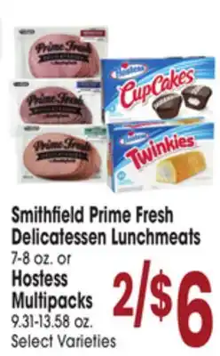 Jewel-Osco Smithfield Prime Fresh Delicatessen Lunchmeats 7-8 oz. or Hostess Multipacks 9.31-13.58 oz offer