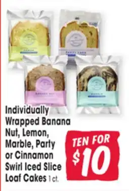 Jewel-Osco Individually Wrapped Banana Nut, Lemon, Marble, Party or Cinnamon Swirl Iced Slice Loaf Cakes 1 ct offer