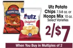 Jewel-Osco Utz Potato Chips 7.5-8 oz. or Hoops Mix 10 oz offer