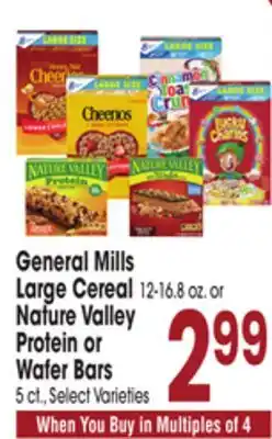 Jewel-Osco General Mills Large Cereal 12-16.8 oz. or Nature Valley Protein or Wafer Bars 5 ct offer