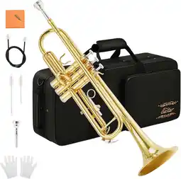 Walmart Eastar Trumpet Set for Students Beginner Bb Standard Brass Instrument School Band Gold, with Case offer