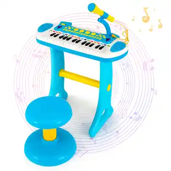 Walmart Costway 31 Key Kids Piano Keyboard Toy Toddler Musical Instrument w/ Microphone Blue offer