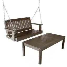 Walmart Highwood 4ft Lehigh Porch Swing with 1 Coffee Table - Outdoor, Eco-friendly, Synthetic Wood offer