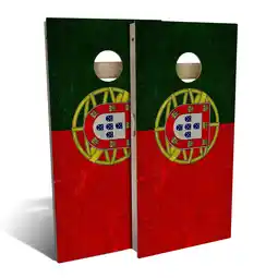 Walmart Skip's Garage Portugal Flag Outdoor Cornhole Board Set Include Hole Lights Backyard 2x4 offer