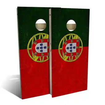 Walmart Skip's Garage Portugal Flag Outdoor Cornhole Board Set Include Hole Lights Backyard 2x4 offer