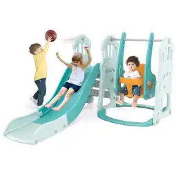 Walmart Infans Toddler Slide and Swing Set 4-in-1 Indoor Playground w/ Extra-long Slide offer