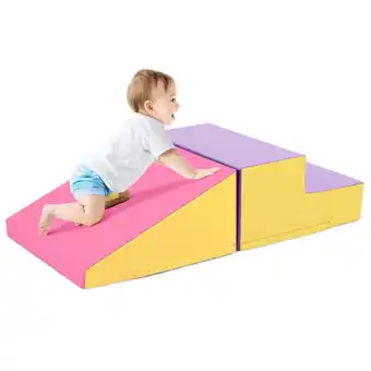 Walmart Costway Step and Slide Climber for Infants and Toddlers Baby Soft Foam Structure Blocks Yellow offer