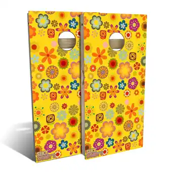 Walmart Skip's Garage 70s Flower Outdoor Cornhole Board Set NO Accessories Backyard 2x4 offer