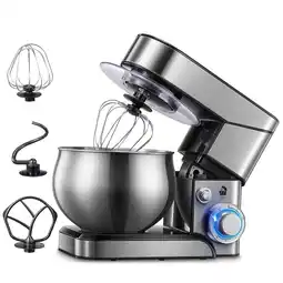 Walmart FOHERE 5.8 qt Stand Mixer, Silver with Dough Hook, Mixing Beater, Wire Whip offer