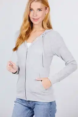 Walmart Women's Basic Zip Up Hoodie Thermal Jacket Lightweight Pockets Drawstrings offer