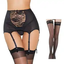 Walmart BauDung Womens Sexy Lingerie Lace Embroidery See Through Panties Garter Belt With Stockings offer