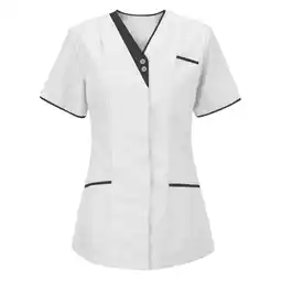 Walmart Patlollav Womens Tops Short Sleeve V-Neck Nursing Work T-Shirts Nurse Clothing Blouses offer