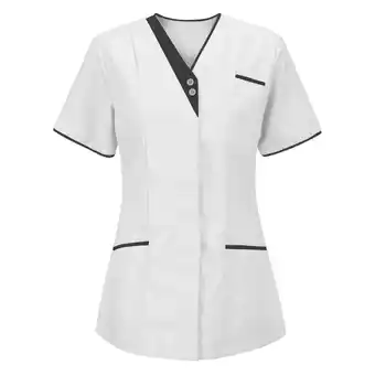 Walmart Patlollav Womens Tops Short Sleeve V-Neck Nursing Work T-Shirts Nurse Clothing Blouses offer