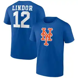 Walmart Men's Francisco Lindor Royal New York Mets Player Icon Name & Number T-Shirt offer