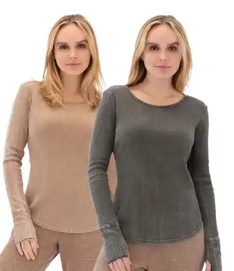 Walmart Hard Tail Women's Varigated Rib Long Sleeve Top, 2-Pieces, Sizes S-XXL offer