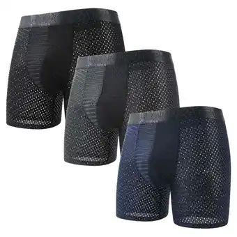 Walmart HardyComforts Men's Underwear Boxer Briefs, Breathable Stretch Mesh Trunks,3 Packs,L offer