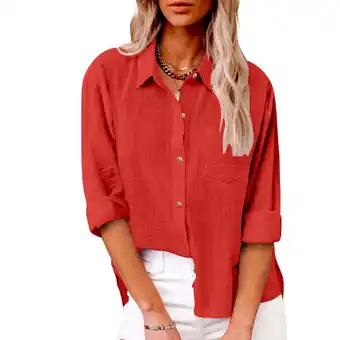 Walmart Coorders hanse Women's Plus Size Casual Long Sleeve Button-Up Shirt offer