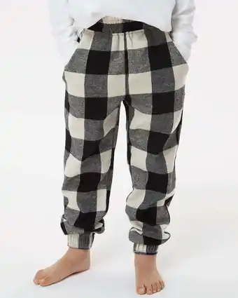 Walmart Burnside Youth Flannel Joggers Pants, Ecru & Black Buffalo - Small offer